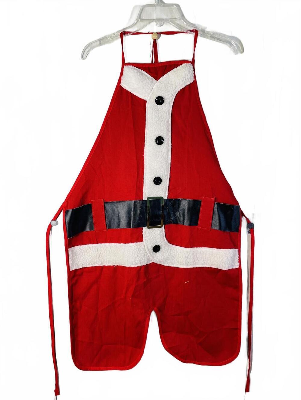 Vintage Santa Claus Themed Holiday Apron with Belt Design